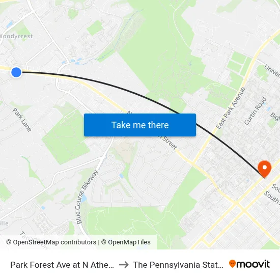 Park Forest Ave at N Atherton Inbound to The Pennsylvania State University map