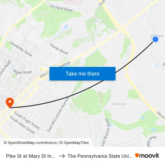 Pike St at Mary St Inbound to The Pennsylvania State University map