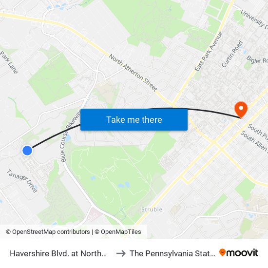 Havershire Blvd. at Northwick (Inbound) to The Pennsylvania State University map
