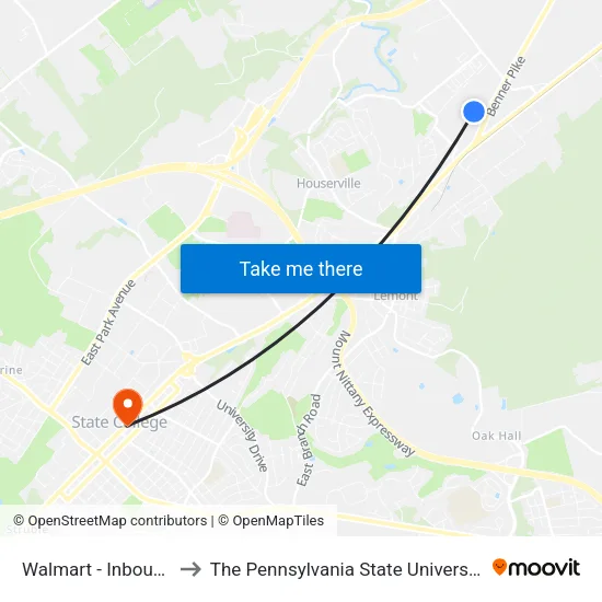 Walmart - Inbound to The Pennsylvania State University map