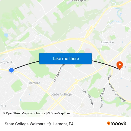 State College Walmart to Lemont, PA map