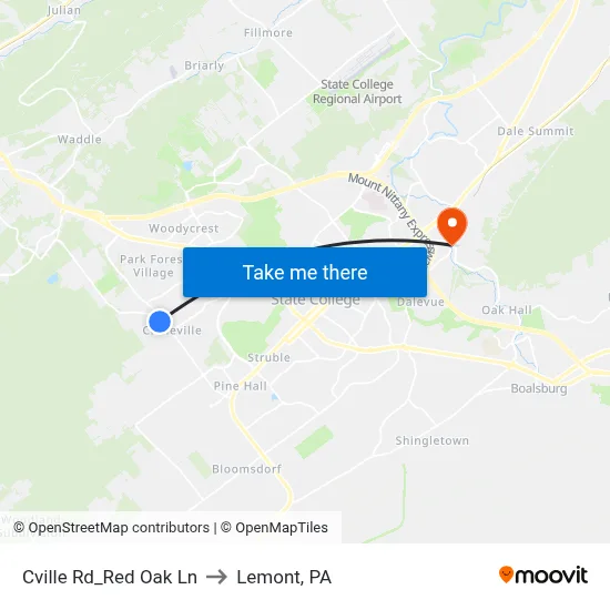 Cville Rd_Red Oak Ln to Lemont, PA map