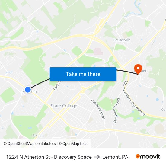 1224 N Atherton St - Discovery Space to Lemont, PA map