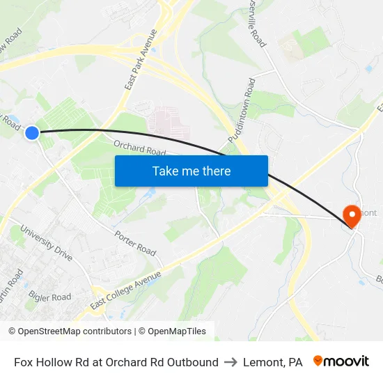 Fox Hollow Rd at Orchard Rd Outbound to Lemont, PA map