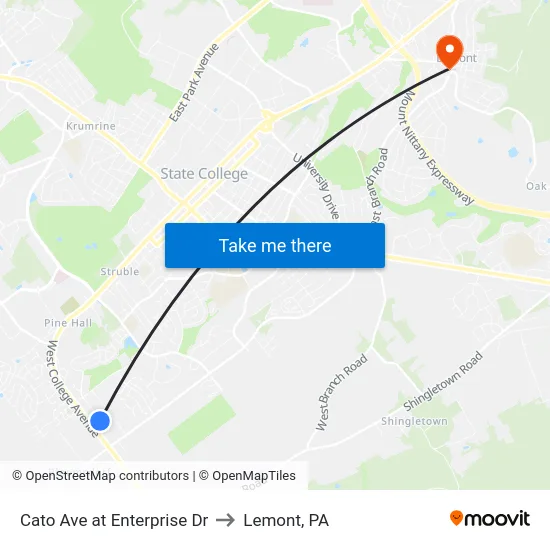 Cato Ave at Enterprise Dr to Lemont, PA map
