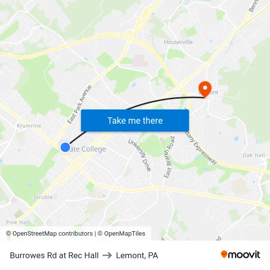 Burrowes Rd at Rec Hall to Lemont, PA map