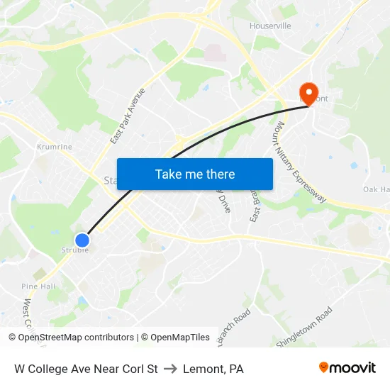 W College Ave Near Corl St to Lemont, PA map