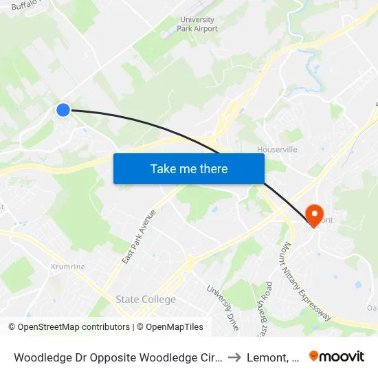 Woodledge Dr Opposite Woodledge Circle to Lemont, PA map