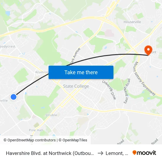 Havershire Blvd. at Northwick (Outbound) to Lemont, PA map