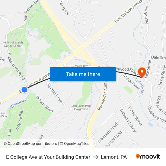 E College Ave at Your Building Center to Lemont, PA map