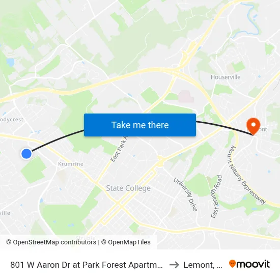 801 W Aaron Dr at Park Forest Apartments to Lemont, PA map