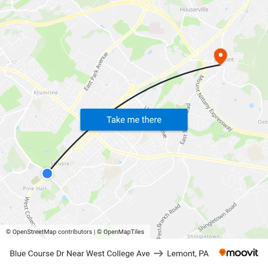 Blue Course Dr Near West College Ave to Lemont, PA map