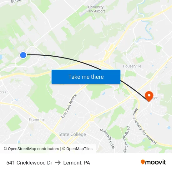 541 Cricklewood Dr to Lemont, PA map