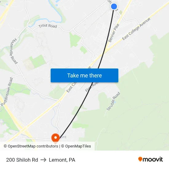 200 Shiloh Rd to Lemont, PA map