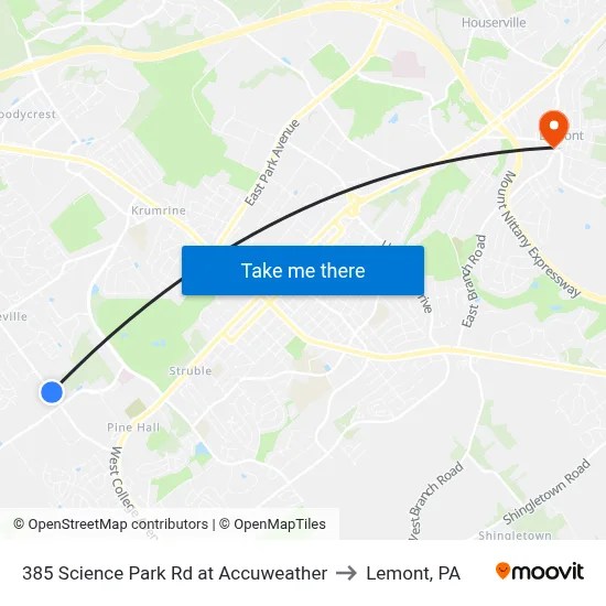 385 Science Park Rd at Accuweather to Lemont, PA map