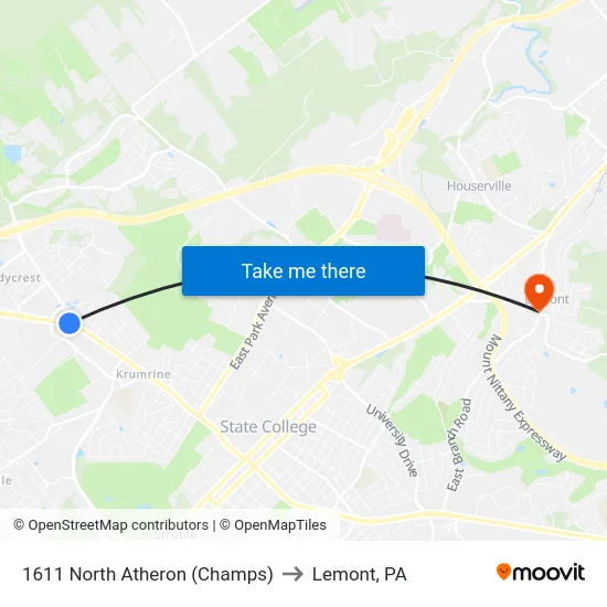 1611 North Atheron (Champs) to Lemont, PA map