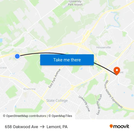 658 Oakwood Ave to Lemont, PA map