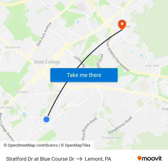Stratford Dr at Blue Course Dr to Lemont, PA map
