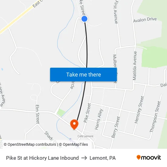 Pike St at Hickory Lane Inbound to Lemont, PA map