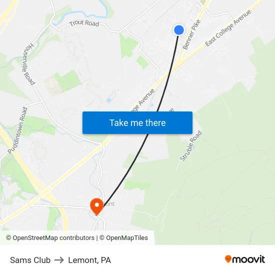 Sams Club to Lemont, PA map