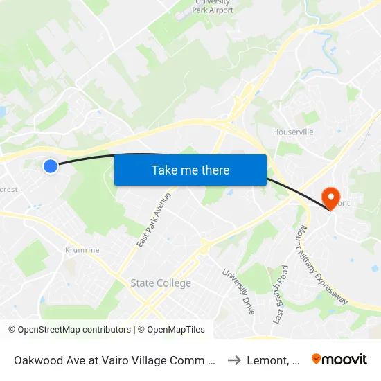 Oakwood Ave at Vairo Village Comm Ctr to Lemont, PA map