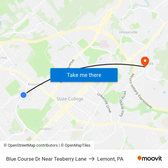 Blue Course Dr Near Teaberry Lane to Lemont, PA map