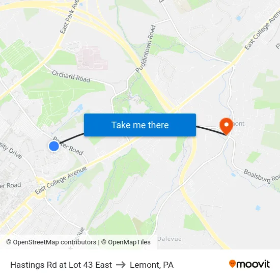 Hastings Rd at Lot 43 East to Lemont, PA map
