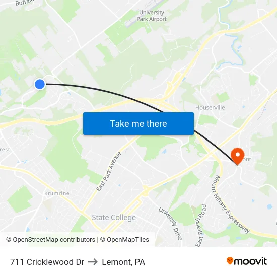 711 Cricklewood Dr to Lemont, PA map