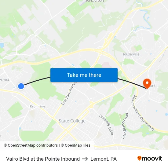 Vairo Blvd at the Pointe Inbound to Lemont, PA map