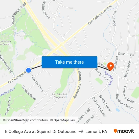E College Ave at Squirrel Dr Outbound to Lemont, PA map