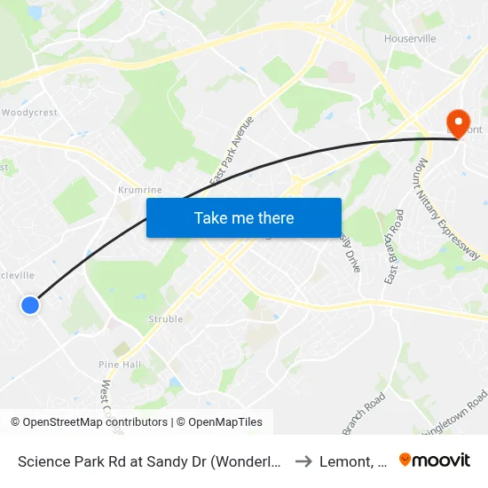 Science Park Rd at Sandy Dr (Wonderland) to Lemont, PA map