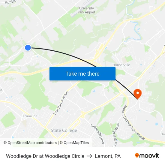 Woodledge Dr at Woodledge Circle to Lemont, PA map
