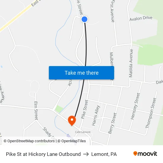 Pike St at Hickory Lane Outbound to Lemont, PA map