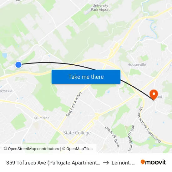 359 Toftrees Ave (Parkgate Apartments) to Lemont, PA map