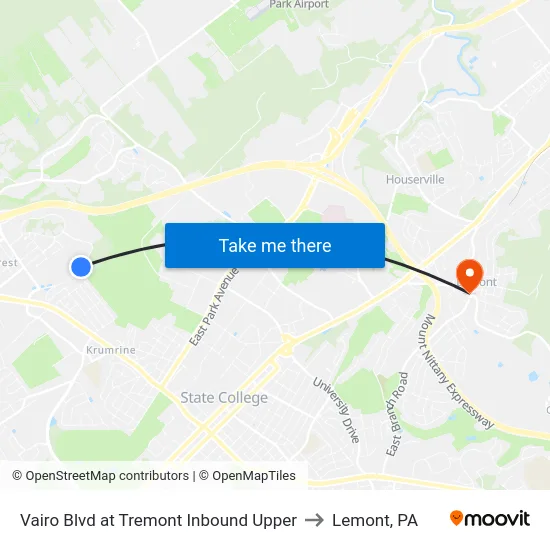 Vairo Blvd at Tremont Inbound Upper to Lemont, PA map