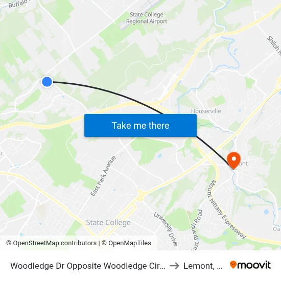 Woodledge Dr Opposite Woodledge Circle to Lemont, PA map