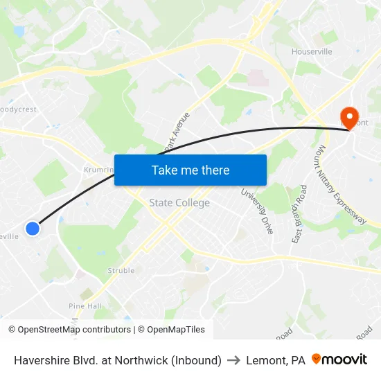 Havershire Blvd. at Northwick (Inbound) to Lemont, PA map