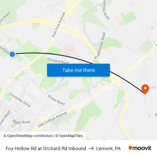 Fox Hollow Rd at Orchard Rd Inbound to Lemont, PA map