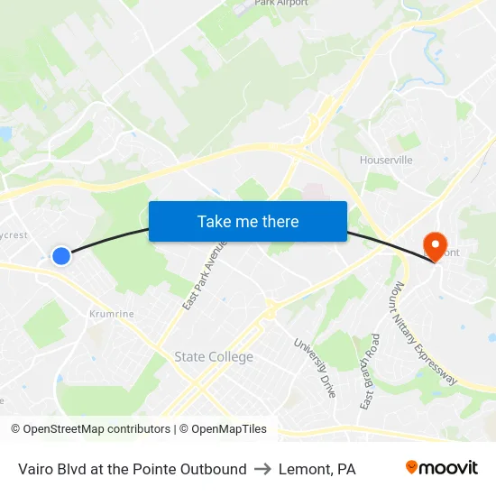 Vairo Blvd at the Pointe Outbound to Lemont, PA map