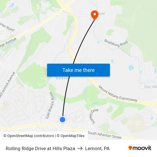 Rolling Ridge Drive at Hills Plaza to Lemont, PA map