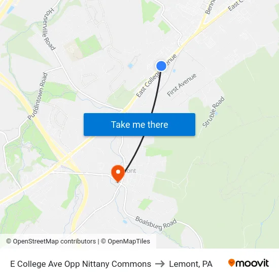E College Ave Opp Nittany Commons to Lemont, PA map