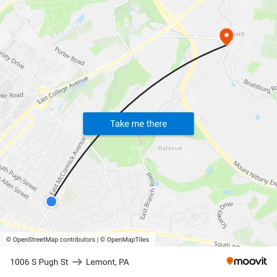 1006 S Pugh St to Lemont, PA map