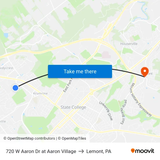 720 W Aaron Dr at Aaron Village to Lemont, PA map