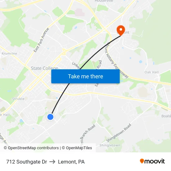 712 Southgate Dr to Lemont, PA map
