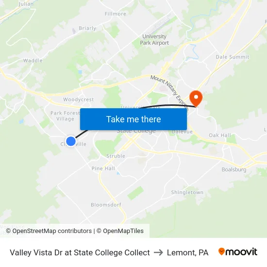 Valley Vista Dr at State College Collect to Lemont, PA map