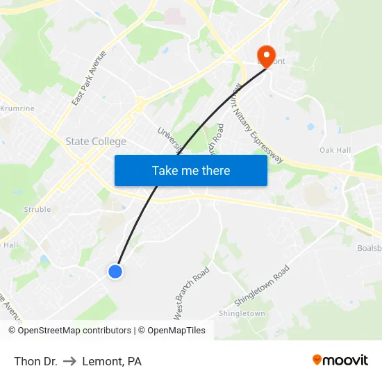 Thon Dr. to Lemont, PA map