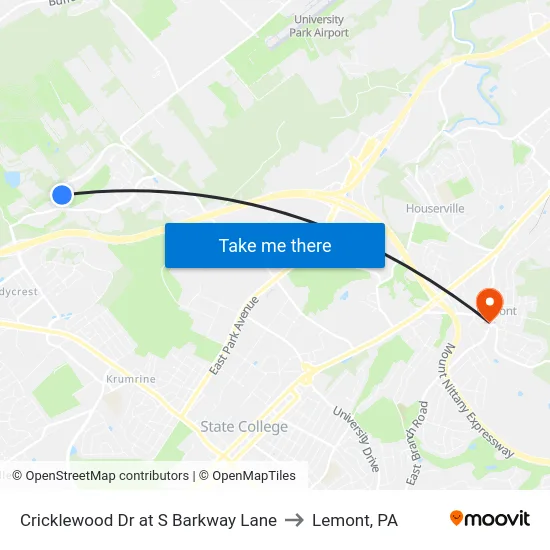 Cricklewood Dr at S Barkway Lane to Lemont, PA map