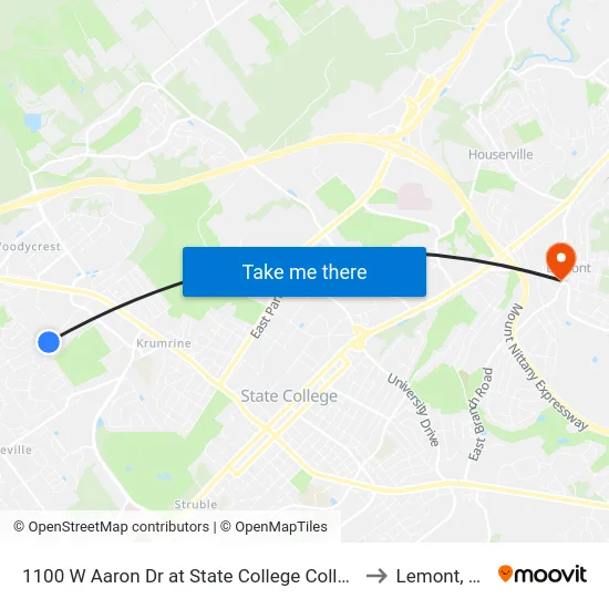 1100 W Aaron Dr at State College Collect to Lemont, PA map