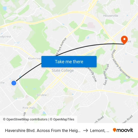Havershire Blvd. Across From the Heights to Lemont, PA map