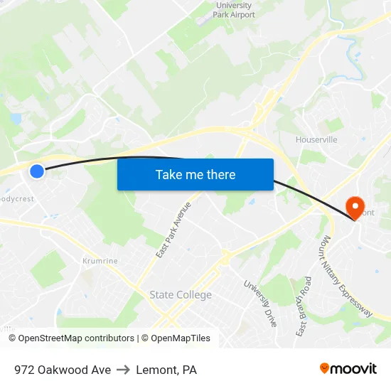972 Oakwood Ave to Lemont, PA map